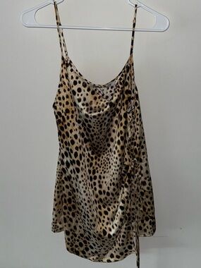 Zara Leopard-Print Satin Cami - Beige, Black